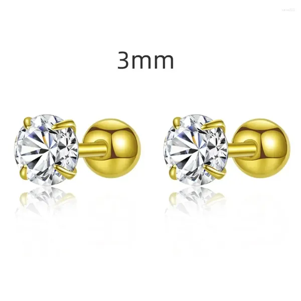 Pendientes de tuerca S925 de plata pura con incrustaciones de circonita de 3-6mm, joyería multifuncional de moda de lujo para boda para mujer