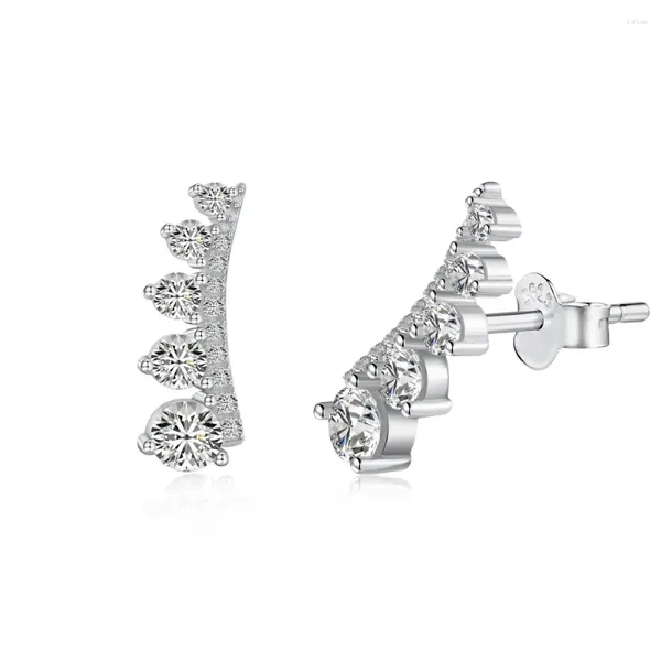 Boucles d'oreilles en argent pur S925, cloutées avec zircone et Design symétrique pour femmes, bijoux simples et Sexy