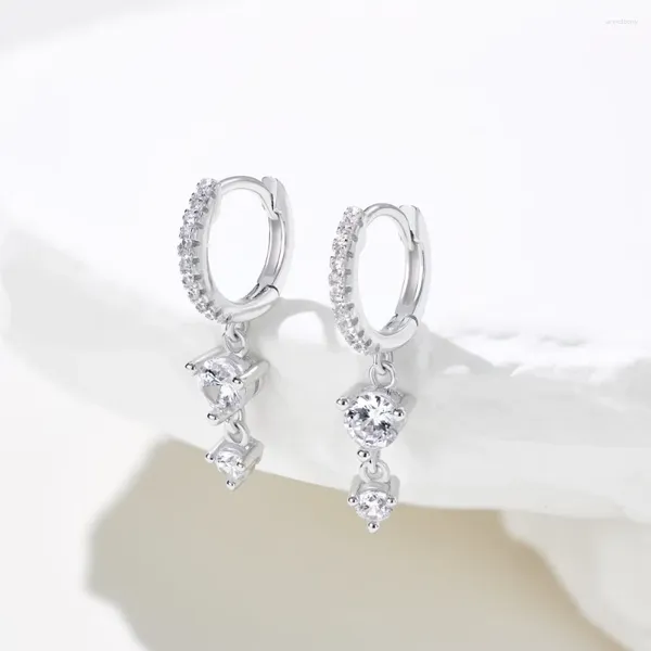 Boucles d'oreilles à tige en argent pur S925, cloutées avec zircone, plein de diamants, pour femmes, Design à la mode et minimaliste, boucle d'oreille polyvalente