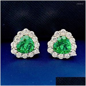 Boucles d'oreilles S925 Sier Europe America Fresh Love Emerald Ruby 8 Cœur en forme de coeur Selli Bijoux Drop Livraison DHF9L