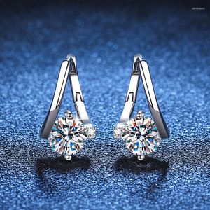 Boucles d'oreilles à tige S925 Argent 2CT Moissanite Clip Gra D Couleur VVS1 Huggie Femme Platine Plaqué Pass Diamond