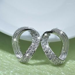 Stud -oorbellen S925 Zilveren kleur Sterling Earring VVS1 Mini 2 karaat Diamond Kolczyki Orecchini Fine Bizuteria 925 sieraden