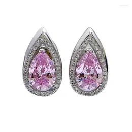 Boucles d'oreilles S925 gouttelettes d'oreille en argent 3,3 carats blancs 7 10 bijoux de boucle d'oreille polyvalente en forme de poire de diamant élevé en carbone