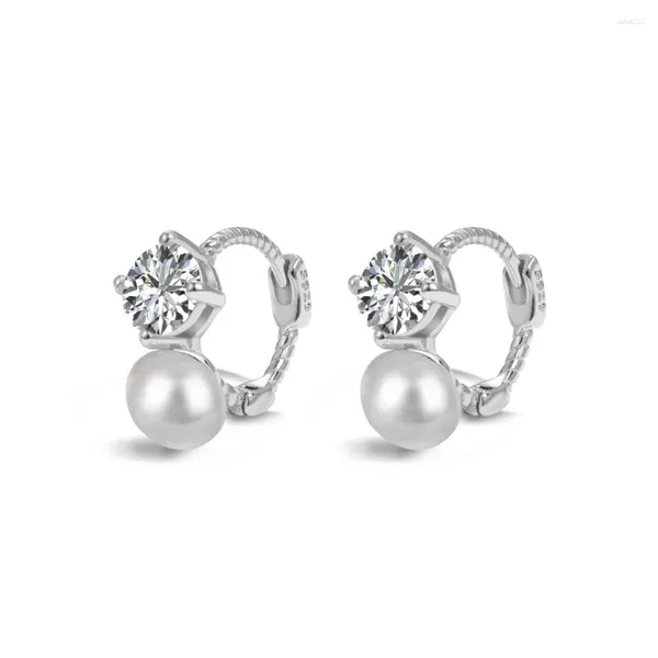 Boucles d'oreilles S925 Silver Ear Female Pearl Zircon Twin Ensemble avec la mode élégance quotidienne et les bijoux polyvalents