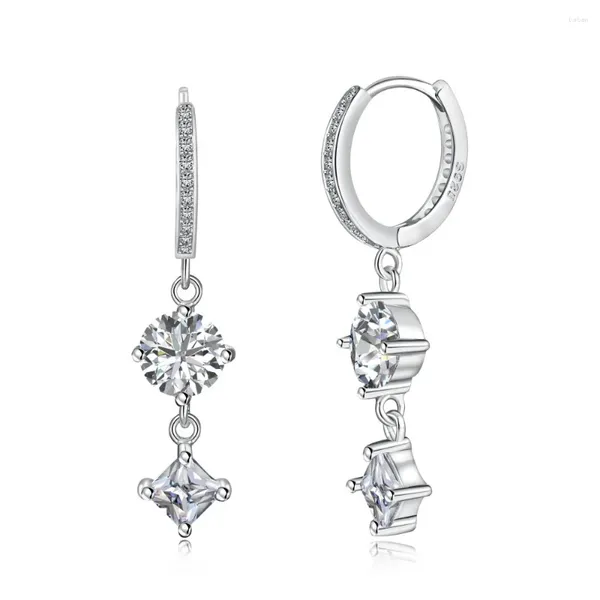 Boucles d'oreilles S925 Silver Ear Female Zircon Inlaid Geometric Design avec simple mode de style quotidien bijoux polyvalent