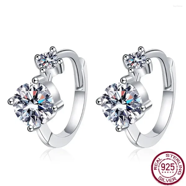 Boucles d'oreilles en argent S925, placage Pt950, tempérament minimaliste, Moissanite, couleur D, bijoux à la mode, vente en gros