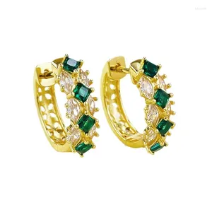 Boucles d'oreilles S925 Silver Ored Studs Fashion's Fashion Treasure coloré mère Green Diamond Daily Retro