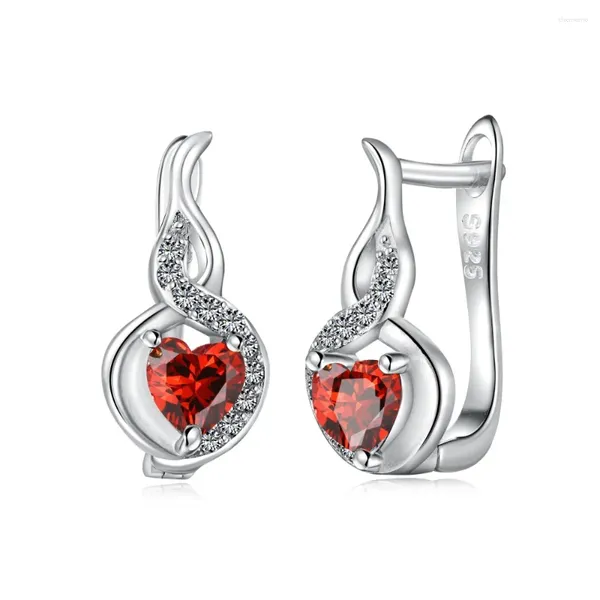 Boucles d'oreilles S925 Silver Ear Women's Love Zircon Stone Inlaid mode polyvalent et design unique pour les bijoux