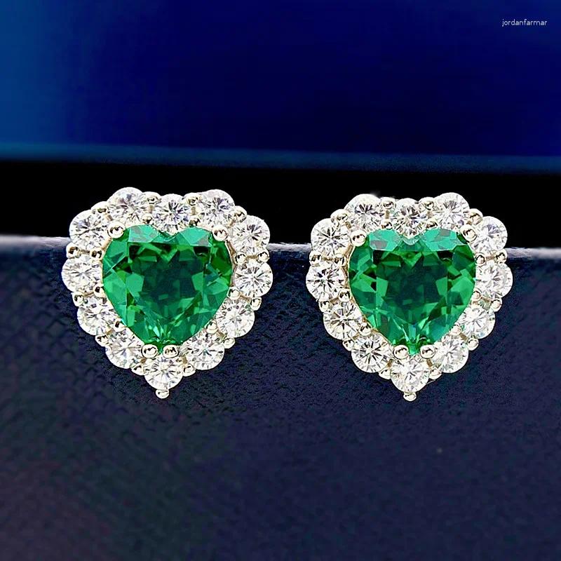 Oorknopjes S925 Zilver Europa Amerika Verse Liefde Smaragd Robijn 8 Hartvormige Ins Verkoop van sieraden