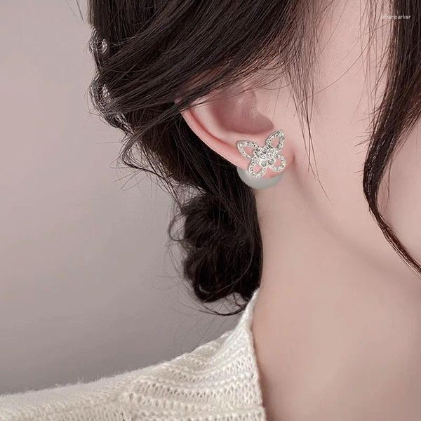 Boucles d'oreilles S925 Perles artificielles à aiguille argentée Cadeau unique pour femme