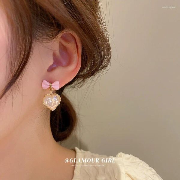 Boucles d'oreilles en argent S925, nœud d'aiguille, sirène Ji perle, amour, mode coréenne, fille, bijoux d'oreille de tempérament