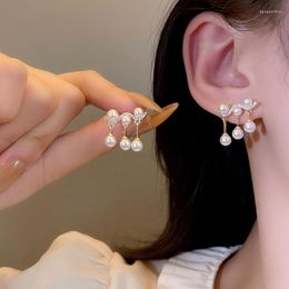 Boucles d'oreilles à tige S925 argent aiguille Niche Design perle femme lumière luxe tempérament Vintage zircone en forme de vague bijoux
