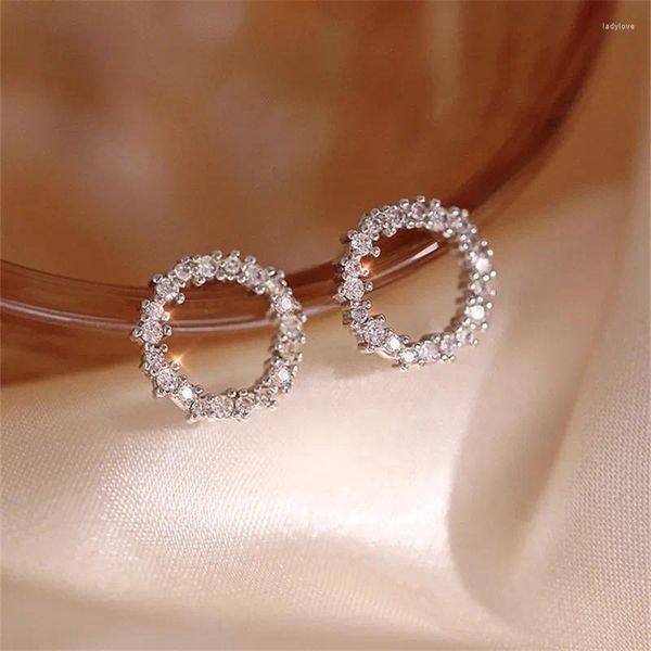 Boucles d'oreilles en argent S925, aiguille en Zircon, cercle pour femmes, joli Piercing de Cartilage, bijoux cadeau Eh301