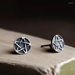 Boucles d'oreilles en argent S925, pentagramme inversé, Pentacle pointant vers le bas, Lucifer, bijoux sataniques