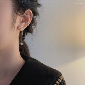 Boucles d'oreilles STAD S925 Silt Set Diamond Stars Moon Asymétrique coréen Design Ear Hang Clip pour femmes Gift romantique Aretes de Mujer