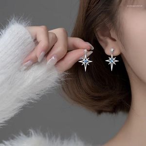 Boucles d'oreilles en argent S925, étoile courte brillante, tempérament féminin coréen, bijoux d'oreille percés en diamant