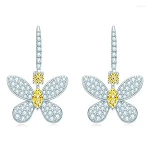 Boucles d'oreilles S925 en argent sterling 3/6 laboratoire créé bijoux en diamant crochet d'oreille de luxe en forme de papillon boucle d'oreille pour les femmes cadeau