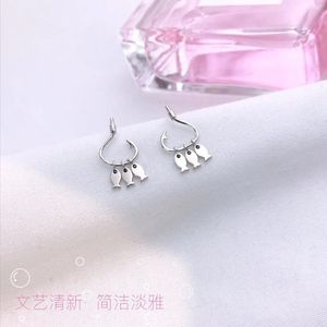 Boucles d'oreilles en argent Sterling S925, Original, Push, pas facile, décoloration allergique, décontracté, rencontres, poisson mignon et hameçon, cadeau de luxe