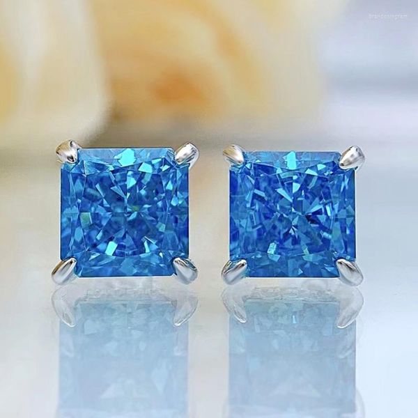 Boucles d'oreilles à tige S925 en argent sterling bleu diamant à haute teneur en carbone 8 8 mm pendentif collier super belle fée bijoux pour femmes 2022