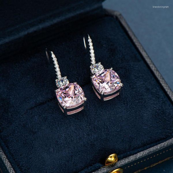 Pendientes de tuerca de plata de ley S925, Color 10, corte de flor, rosa, diamante de alto carbono, gancho para la oreja, regalo de joyería, antialérgico