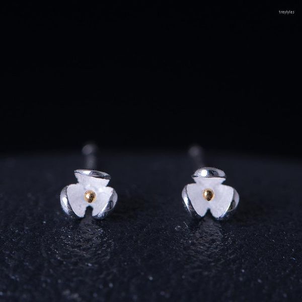 Boucles d'oreilles à tige S925 en argent sterling créatif fleur de magnolia personnalité coréenne simple et frais Mini bijoux W