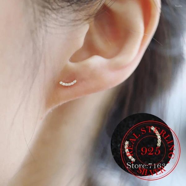 Pendientes de tuerca de plata de ley S925 con bonito cristal para mujeres y niños, Pendientes chapados en oro de 14K, joyería para fiesta y boda, Pendientes femeninos