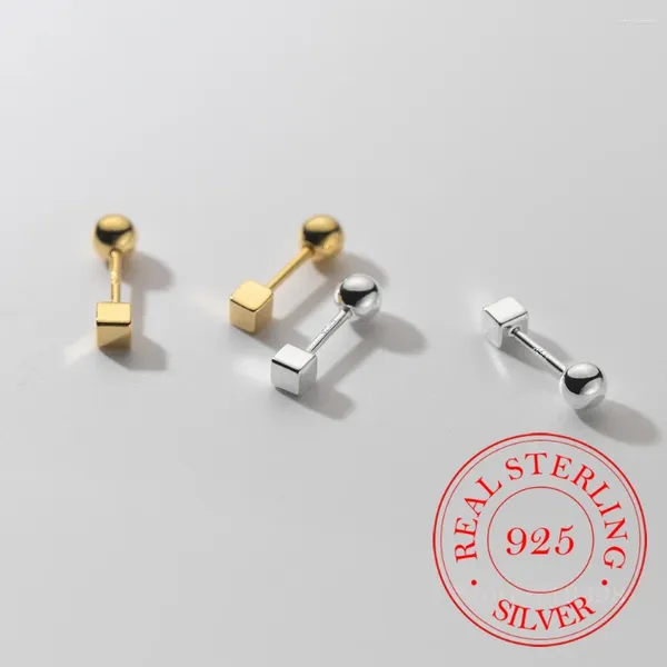 Pendientes de tachuelas S925 STERLING SILETA CUADRADA CUADRADA PARA MENORES