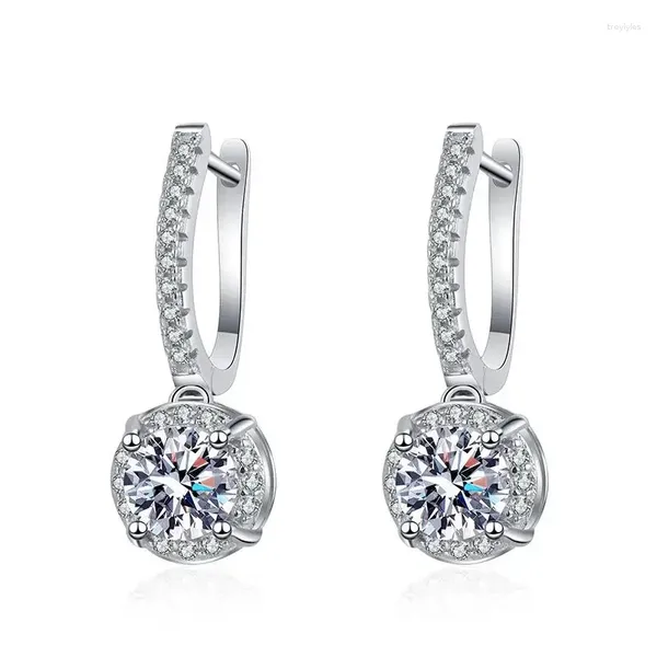 Boucles d'oreilles S925 Fashion Sterling Silver Mosang Stone High End Luxury 1 Carat D-Color Wedding Bijoux en gros