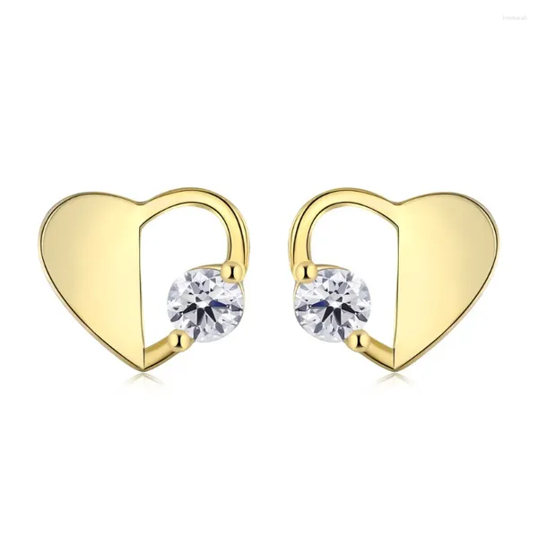 Pendientes De Botón Plata De Ley S925 Moda Corazón Fresco Diamante Medio Hueco Estilo Versátil Personalizado