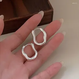 Pendientes de tuerca de plata de ley S925, anillo geométrico de industria pesada, hebilla de oreja para mujer, aro de productos coreanos de verano