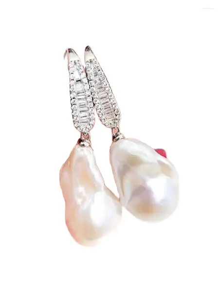 Pendientes de tuerca de plata de ley S925, preciosa perla barroca natural del Mar del Sur