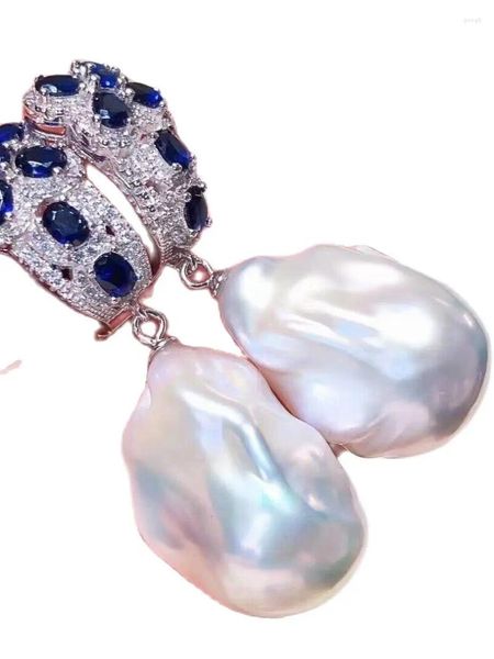 Pendientes de tuerca de plata de ley S925, preciosa perla barroca irregular del Mar del Sur Natural