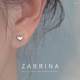 Boucles d'oreilles en argent Sterling S925, cœur Simple, mode fleur en Zircon pour femmes, bijoux fins exquis pour petite amie étudiante
