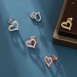 Boucles d'oreilles en argent Sterling S925 en forme de cœur avec Zircon, cadeau Simple et élégant pour petite amie, saint valentin
