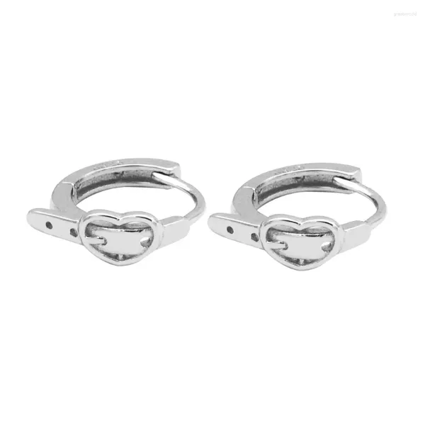 Pendientes de tuerca de plata de ley S925 con forma de corazón, pendiente con cinturón de cuero, temperamento de personalidad, joyería para mujer