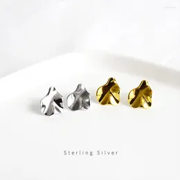 Boucles d'oreilles S925 STERLING Silver Concave Convex Convex Surface Géométrique pour femmes bijoux de mode chic coréenne