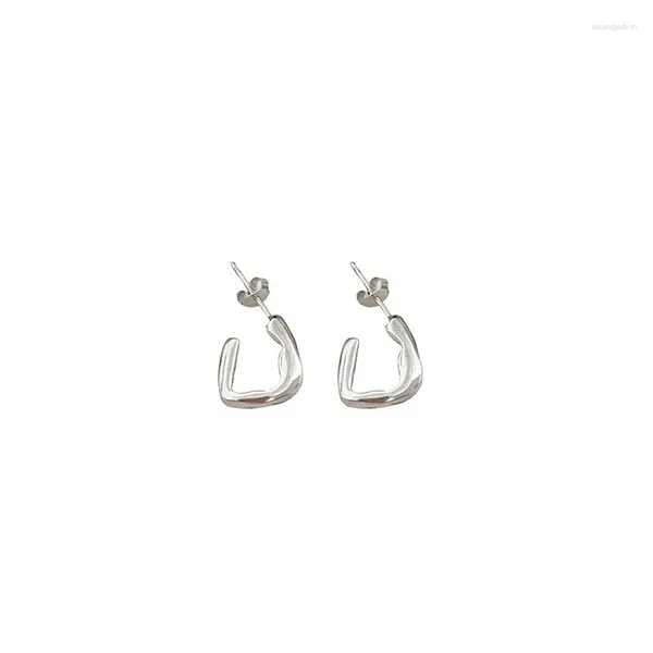 Pendientes de tuerca de plata de ley S925 con forma de U Irregular para mujer, diseño minoritario, moda y lujo ligero elegante