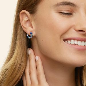 Boucles d'oreilles S925 Bijoux en argent sterling cerceau Cerulean (1/4 ct. Tw.)