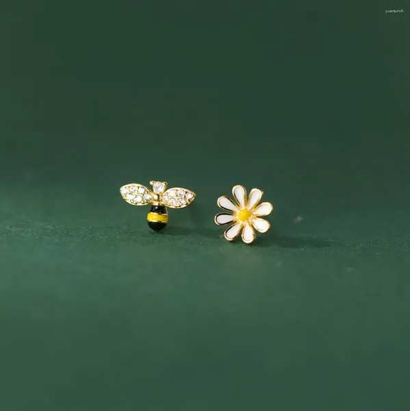 Boucles d'oreilles S925 argent sterling coréen cristal mignon abeille pour femmes