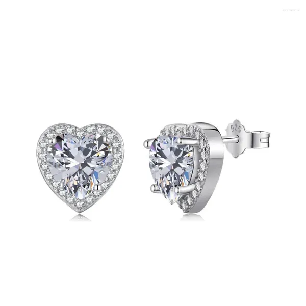 Boucles d'oreilles à tige en argent sterling S925, ensemble de diamants d'amour de luxe, conception personnalisée