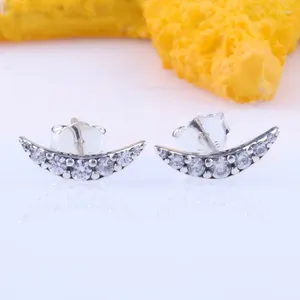 Boucles d'oreilles S925 Sterling Silver Moon en forme de lèvre zircon