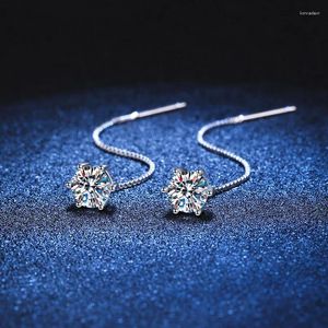 Boucles d'oreilles en argent Sterling S925 PT9501 Carat, bijoux de mariage classiques européens et américains en Mosonite à Six griffes, vente en gros