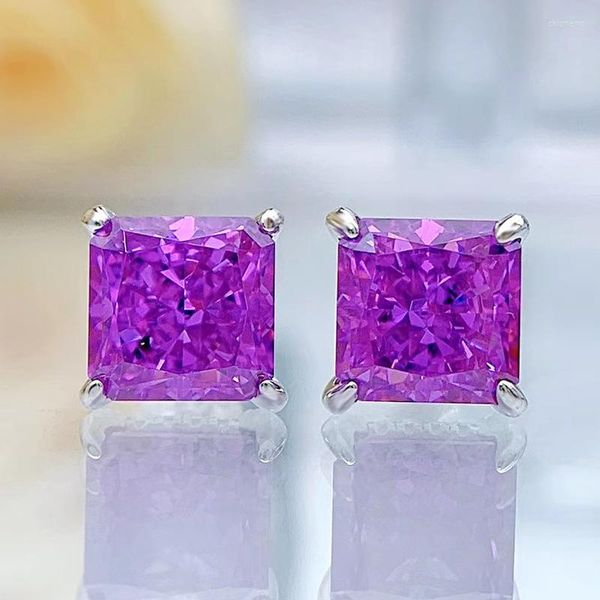 Boucles d'oreilles S925 en argent sterling violet diamant à haute teneur en carbone 8 8mm collier pendentif super belle fée bijoux pour femmes 2022