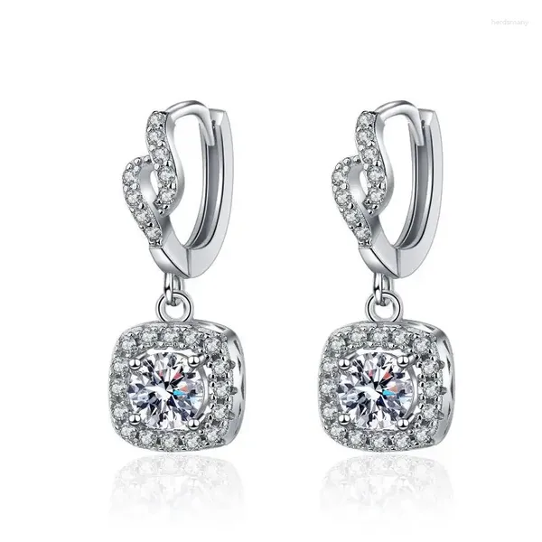 Boucles d'oreilles en argent Sterling S925, simples, plaquées avec Pt950 Mosonite, plein de diamants, vente en gros de bijoux de mariage