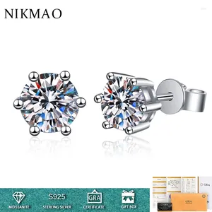 Boucles d'oreilles S925 STERLING SIRFIX Six Missanite Oreing Brinds with Certificate D Color Diamond For Women Jewelry Birthday Gift