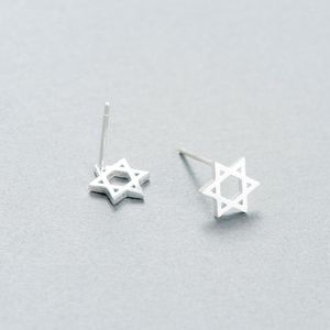 Boucles d'oreilles en argent Sterling S925, étoile à Six branches, hexagramme de David, bijoux à la mode