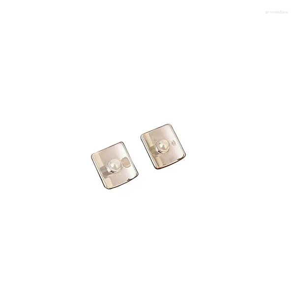 Boucles d'oreilles à tige en argent sterling S925, perles carrées, corps complet avec visage lisse en platine, petit banlieusard