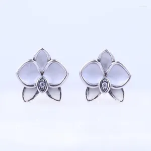 Pendientes de tachuelas S925 STERLING SILLE ORRILLA BLANCA HEMBRA HEMBRE