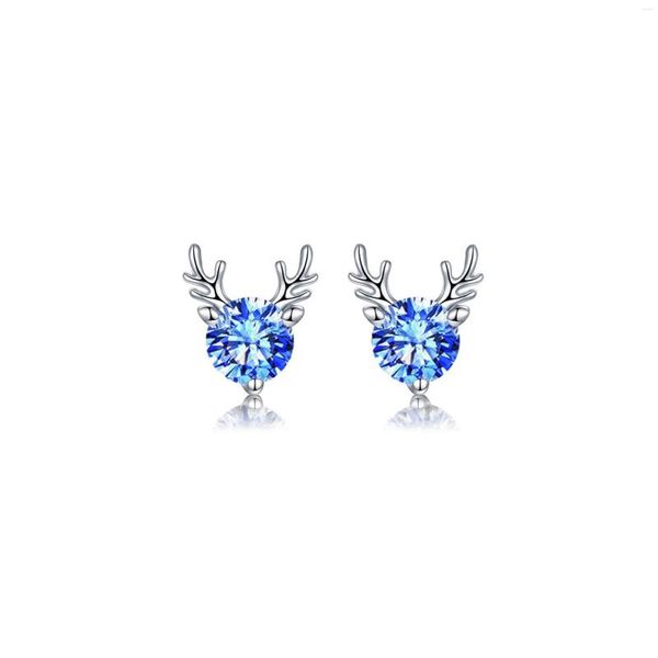 Boucles d'oreilles à tige en argent sterling S999 en forme de corne de cerf pour adolescentes et filles, en zircon cubique, petite amie, livrées avec une jolie boîte cadeau