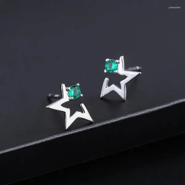 Boucles d'oreilles en argent Sterling S999, étoile à cinq branches pour femmes, diamant vert, Zircon, bijoux fins, accessoires, cadeau